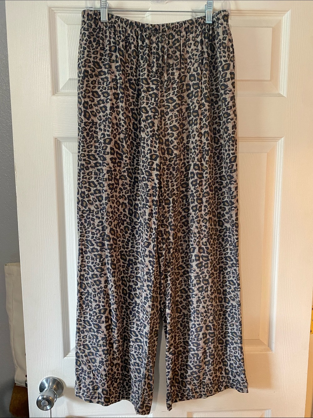 Sincerely Jules Taupe and Black Leopard Print Wide-Leg Pull-On Pants